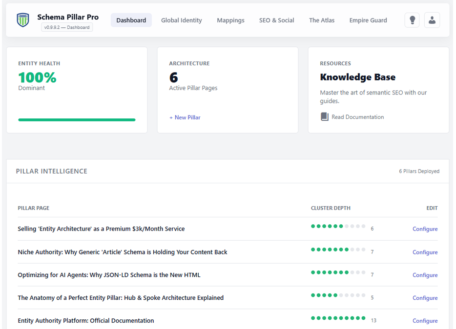 Schema Pillar Pro Main Dashboard