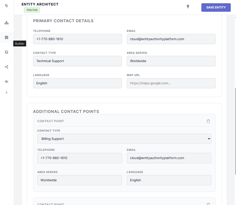 Contact Page Schema Defining Contact Points