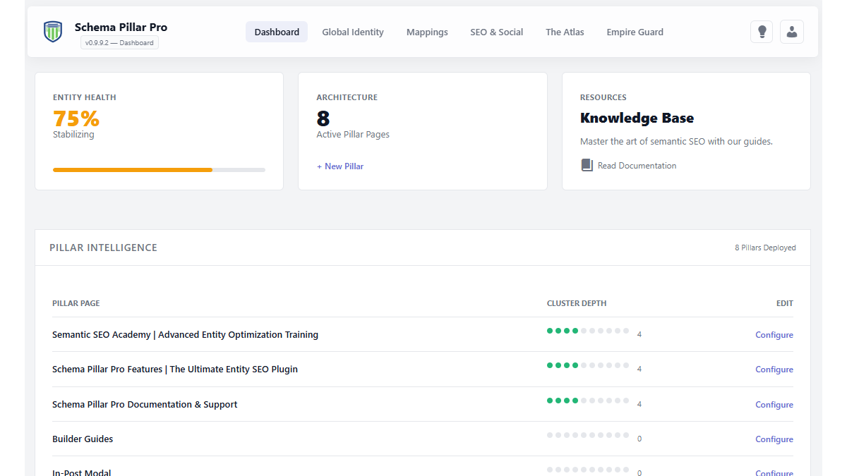 Schema Pillar Pro Dashboard