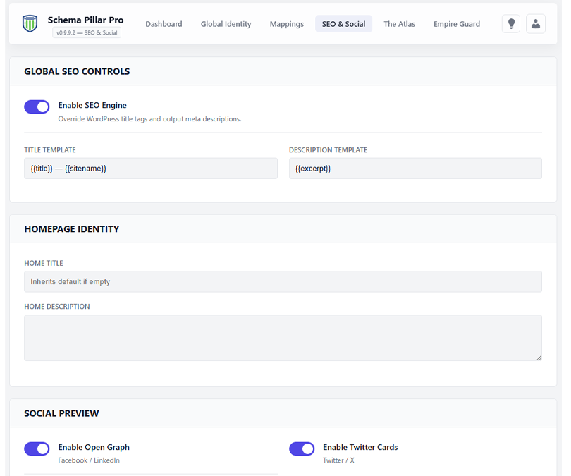 SPP SEO & Social Meta Settings Dashboard